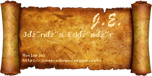 Jónás Edömér névjegykártya